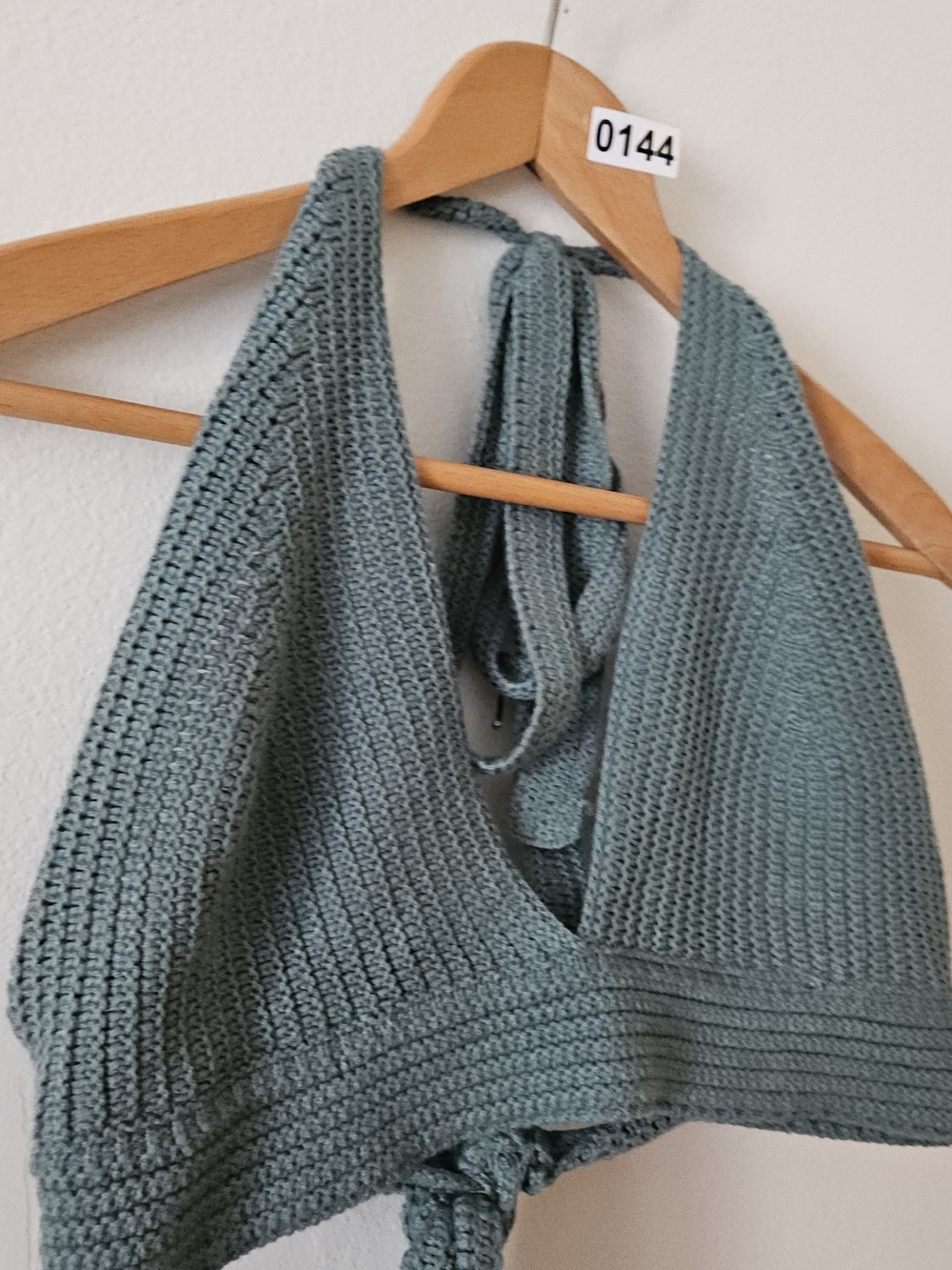 Knit Halter Crop Top in Sage Green